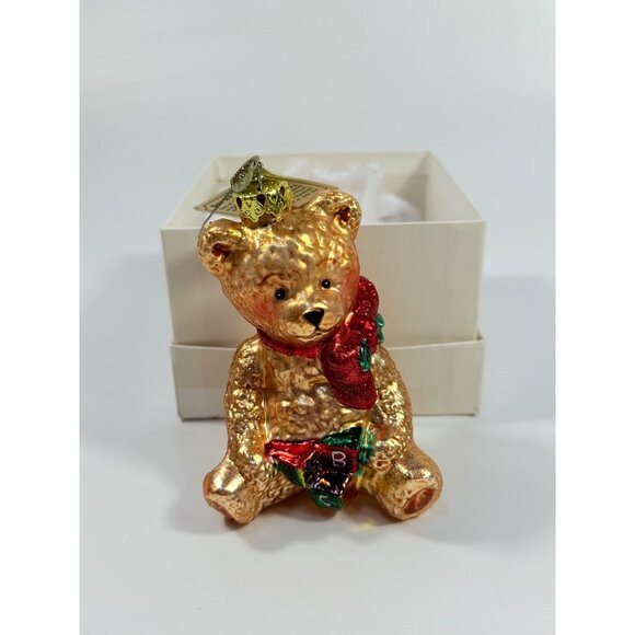 Ornament Glass Hand Blown Teddy Bear Merck Family Old World Christmas Tree - Picture 9 of 10